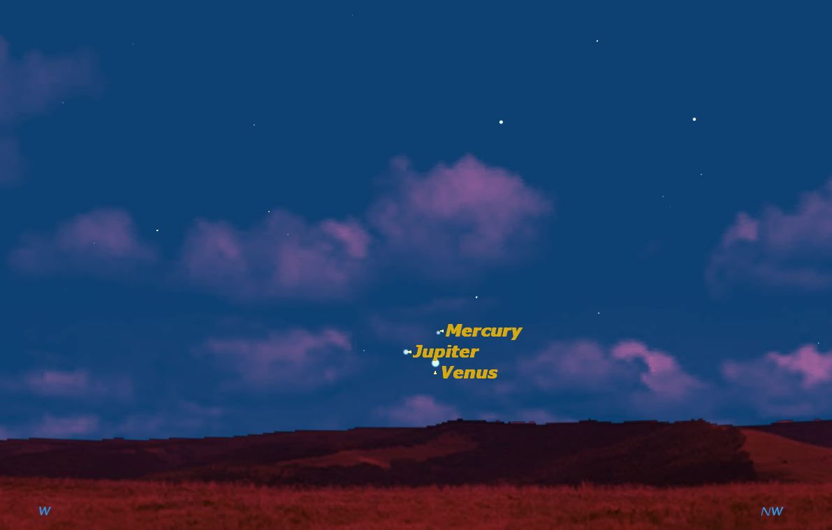 See Jupiter, Venus and Mercury Dance in Sunset Sky